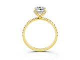 Yellow gold Cushion Cut Diamond Solitaire Ring with Four-Prong Setting and Pavé Band_3