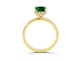Yellow gold Cushion Cut Diamond Solitaire Ring with Four-Prong Setting and Pavé Band_3