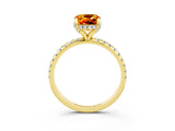 Yellow gold Cushion Cut Diamond Solitaire Ring with Four-Prong Setting and Pavé Band_3