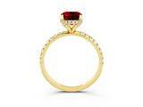 Yellow gold Cushion Cut Diamond Solitaire Ring with Four-Prong Setting and Pavé Band_3