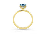 Yellow gold Cushion Cut Diamond Solitaire Ring with Four-Prong Setting and Pavé Band_3