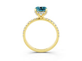 Yellow gold Cushion Cut Diamond Solitaire Ring with Four-Prong Setting and Pavé Band_3