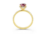 Yellow gold Cushion Cut Diamond Solitaire Ring with Four-Prong Setting and Pavé Band_3