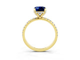 Yellow gold Cushion Cut Diamond Solitaire Ring with Four-Prong Setting and Pavé Band_3