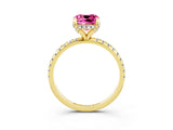 Yellow gold Cushion Cut Diamond Solitaire Ring with Four-Prong Setting and Pavé Band_3