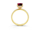 Yellow gold Cushion Cut Diamond Solitaire Ring with Four-Prong Setting and Pavé Band_3