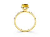 Yellow gold Cushion Cut Diamond Solitaire Ring with Four-Prong Setting and Pavé Band_3