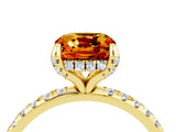 Yellow gold Cushion Cut Diamond Solitaire Ring with Four-Prong Setting and Pavé Band_4