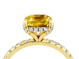 Yellow gold Cushion Cut Diamond Solitaire Ring with Four-Prong Setting and Pavé Band_4