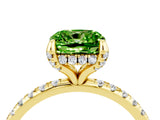 Yellow gold Cushion Cut Diamond Solitaire Ring with Four-Prong Setting and Pavé Band_4