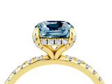 Yellow gold Cushion Cut Diamond Solitaire Ring with Four-Prong Setting and Pavé Band_4