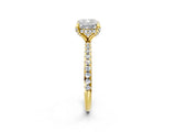 Yellow gold Cushion Cut Diamond Solitaire Ring with Four-Prong Setting and Pavé Band_5