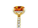 Yellow gold Cushion Cut Diamond Solitaire Ring with Four-Prong Setting and Pavé Band_5