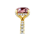 Yellow gold Cushion Cut Diamond Solitaire Ring with Four-Prong Setting and Pavé Band_5