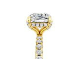 Yellow gold Cushion Cut Diamond Solitaire Ring with Four-Prong Setting and Pavé Band_5