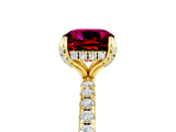 Yellow gold Cushion Cut Diamond Solitaire Ring with Four-Prong Setting and Pavé Band_5