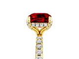 Yellow gold Cushion Cut Diamond Solitaire Ring with Four-Prong Setting and Pavé Band_5