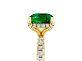Yellow gold Cushion Cut Diamond Solitaire Ring with Four-Prong Setting and Pavé Band_5