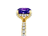 Yellow gold Cushion Cut Diamond Solitaire Ring with Four-Prong Setting and Pavé Band_5
