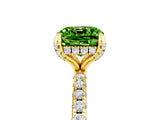 Yellow gold Cushion Cut Diamond Solitaire Ring with Four-Prong Setting and Pavé Band_5