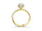 Yellow gold Cushion Cut Diamond Solitaire Ring with Four-Prong Setting and Pavé Band_6
