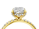 Yellow gold Cushion Cut Diamond Solitaire Ring with Four-Prong Setting and Pavé Band_7