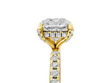 Yellow gold Cushion Cut Diamond Solitaire Ring with Four-Prong Setting and Pavé Band_8