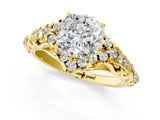 Yellow gold Cushion Cut Diamond Solitaire Ring with Hidden Halo and Pavé Band_28