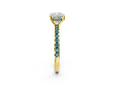 Yellow gold Cushion Cut Diamond Solitaire Ring with Pavé Band and Four-Prong Setting_2