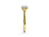 Yellow gold Cushion Cut Diamond Solitaire Ring with Pavé Band and Four-Prong Setting_2