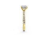 Yellow gold Cushion Cut Diamond Solitaire Ring with Pavé Band and Four-Prong Setting_2
