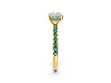 Yellow gold Cushion Cut Diamond Solitaire Ring with Pavé Band and Four-Prong Setting_2