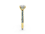 Yellow gold Cushion Cut Diamond Solitaire Ring with Pavé Band and Four-Prong Setting_2