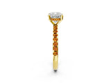 Yellow gold Cushion Cut Diamond Solitaire Ring with Pavé Band and Four-Prong Setting_2