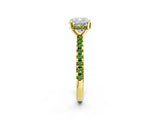 Yellow gold Cushion Cut Diamond Solitaire Ring with Pavé Band and Four-Prong Setting_2