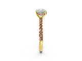 Yellow gold Cushion Cut Diamond Solitaire Ring with Pavé Band and Four-Prong Setting_2