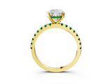 Yellow gold Cushion Cut Diamond Solitaire Ring with Pavé Band and Four-Prong Setting_3