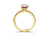 Yellow gold Cushion Cut Diamond Solitaire Ring with Pavé Band and Four-Prong Setting_3