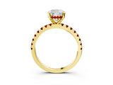 Yellow gold Cushion Cut Diamond Solitaire Ring with Pavé Band and Four-Prong Setting_3