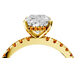 Yellow gold Cushion Cut Diamond Solitaire Ring with Pavé Band and Four-Prong Setting_4