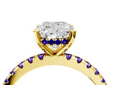 Yellow gold Cushion Cut Diamond Solitaire Ring with Pavé Band and Four-Prong Setting_4
