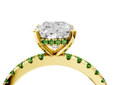 Yellow gold Cushion Cut Diamond Solitaire Ring with Pavé Band and Four-Prong Setting_4