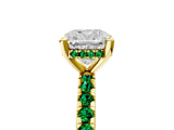 Yellow gold Cushion Cut Diamond Solitaire Ring with Pavé Band and Four-Prong Setting_5