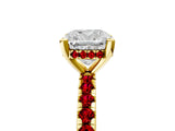 Yellow gold Cushion Cut Diamond Solitaire Ring with Pavé Band and Four-Prong Setting_5
