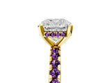 Yellow gold Cushion Cut Diamond Solitaire Ring with Pavé Band and Four-Prong Setting_5