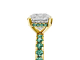 Yellow gold Cushion Cut Diamond Solitaire Ring with Pavé Band and Four-Prong Setting_5