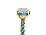 Yellow gold Cushion Cut Diamond Solitaire Ring with Pavé Band and Four-Prong Setting_5