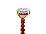 Yellow gold Cushion Cut Diamond Solitaire Ring with Pavé Band and Four-Prong Setting_5