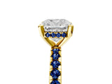 Yellow gold Cushion Cut Diamond Solitaire Ring with Pavé Band and Four-Prong Setting_5