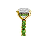 Yellow gold Cushion Cut Diamond Solitaire Ring with Pavé Band and Four-Prong Setting_5